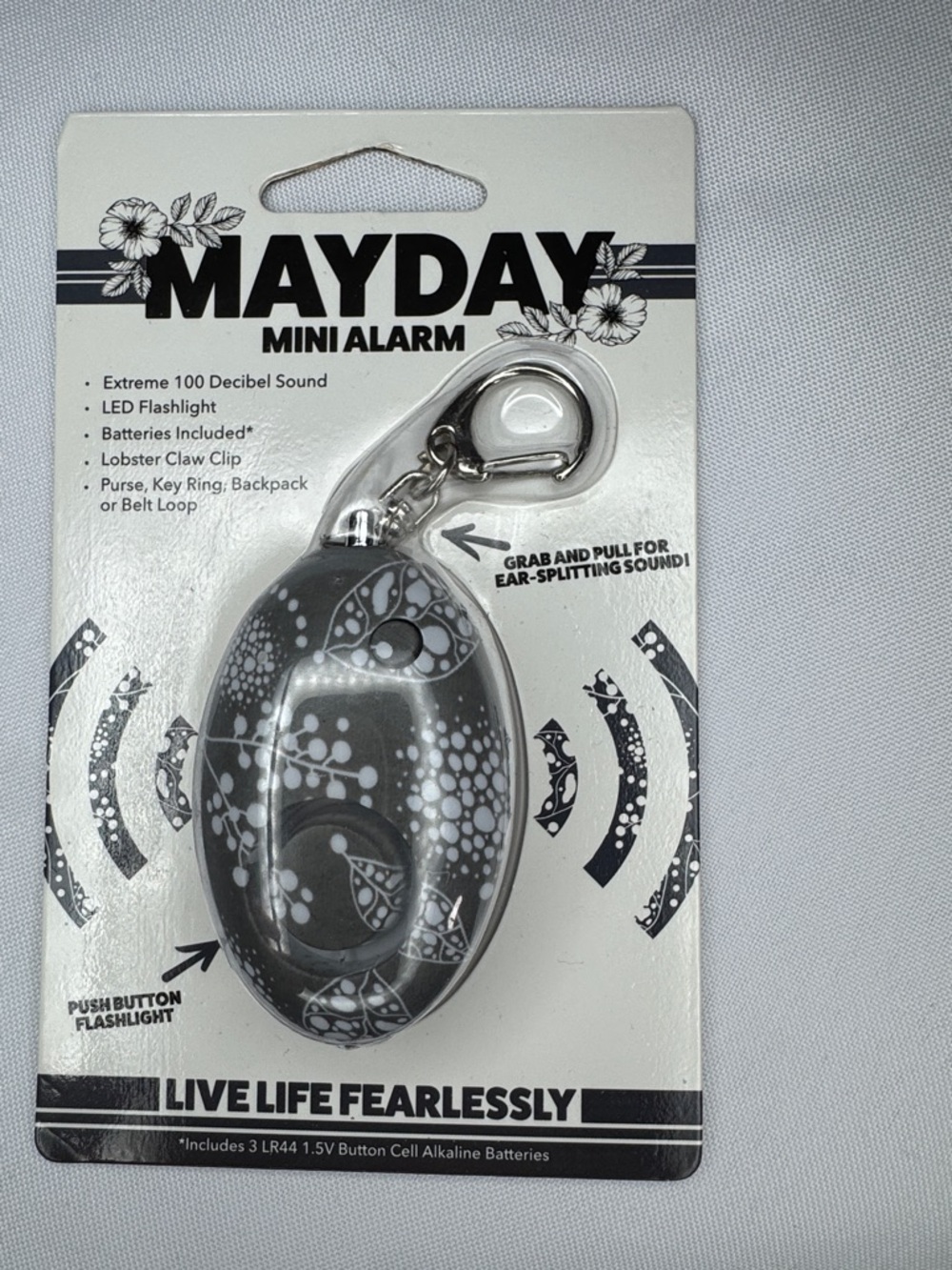 Mayday Mini Personal Alarm 100dB Safety Keychain w Flashlight
